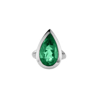 OLIVETTE White Gold Pear Emerald Ring