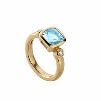 ONDINE Gold Aquamarine & Diamond Ring