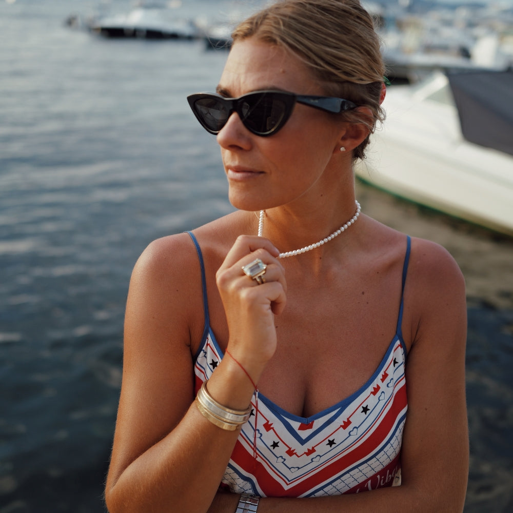 Silver Mini White Holiday Pearl Necklace