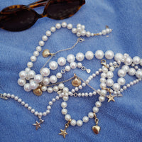 Gold Mini White Holiday Pearl Necklace