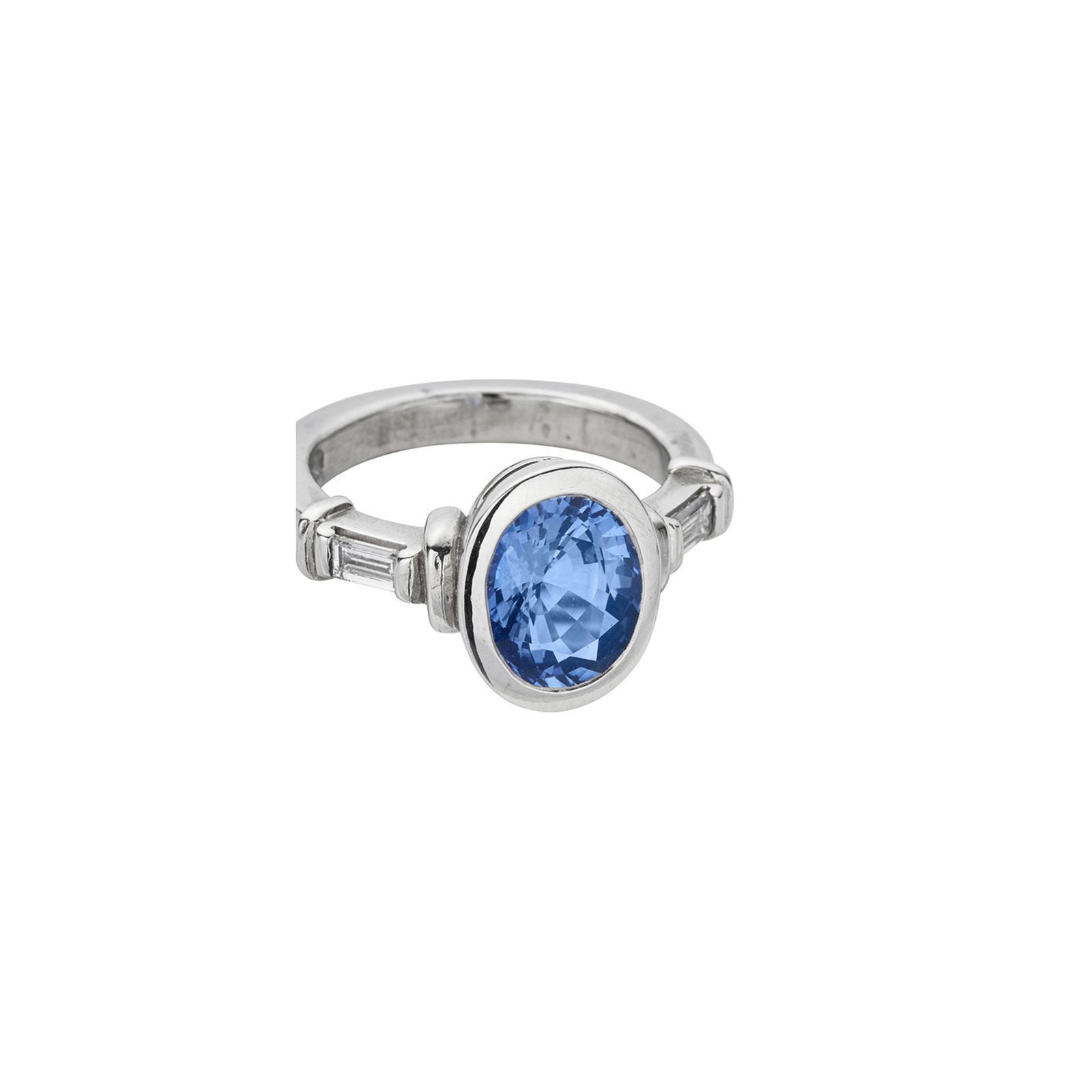 AARYANA White Gold Blue Sapphire & Diamond Ring