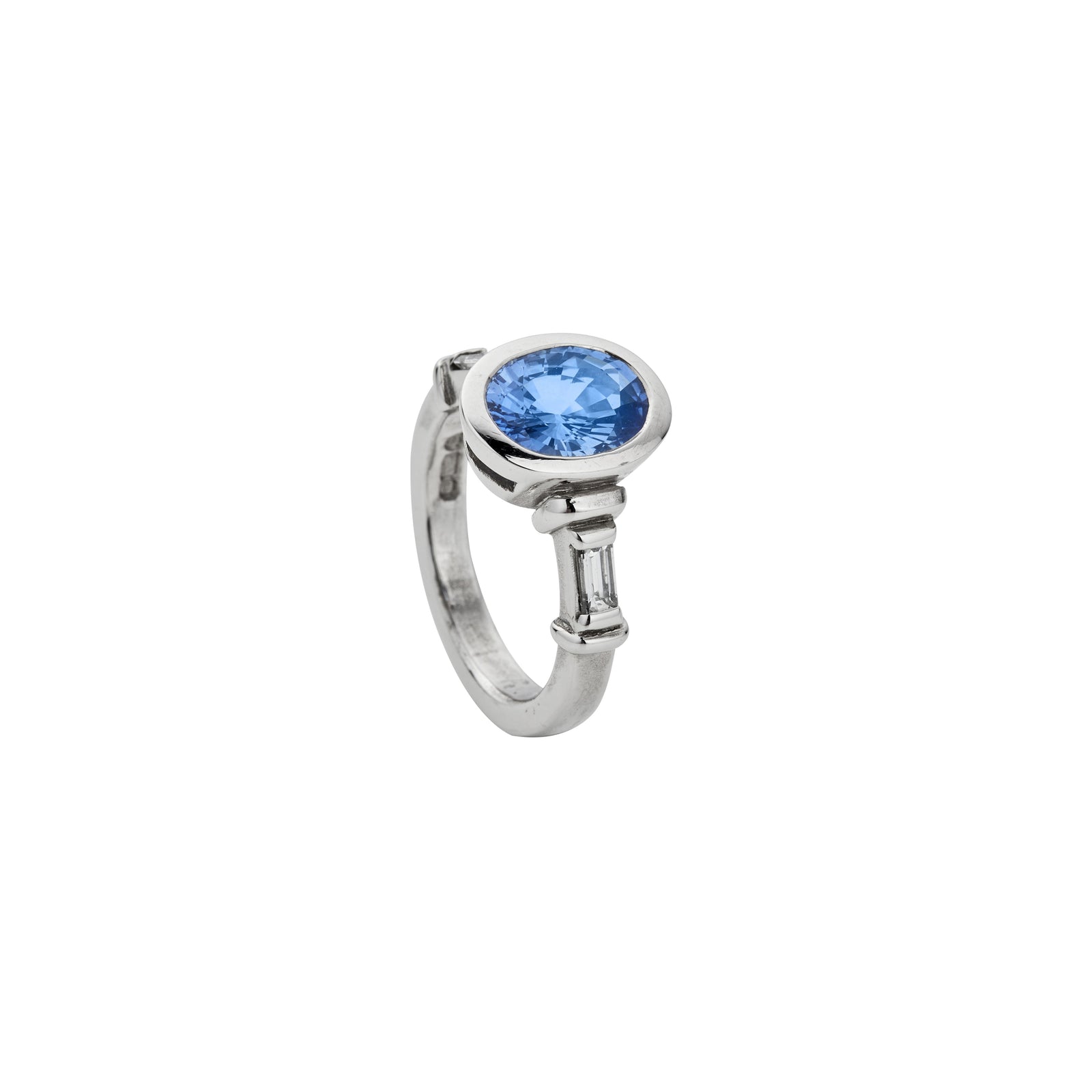 AARYANA White Gold Blue Sapphire & Diamond Ring