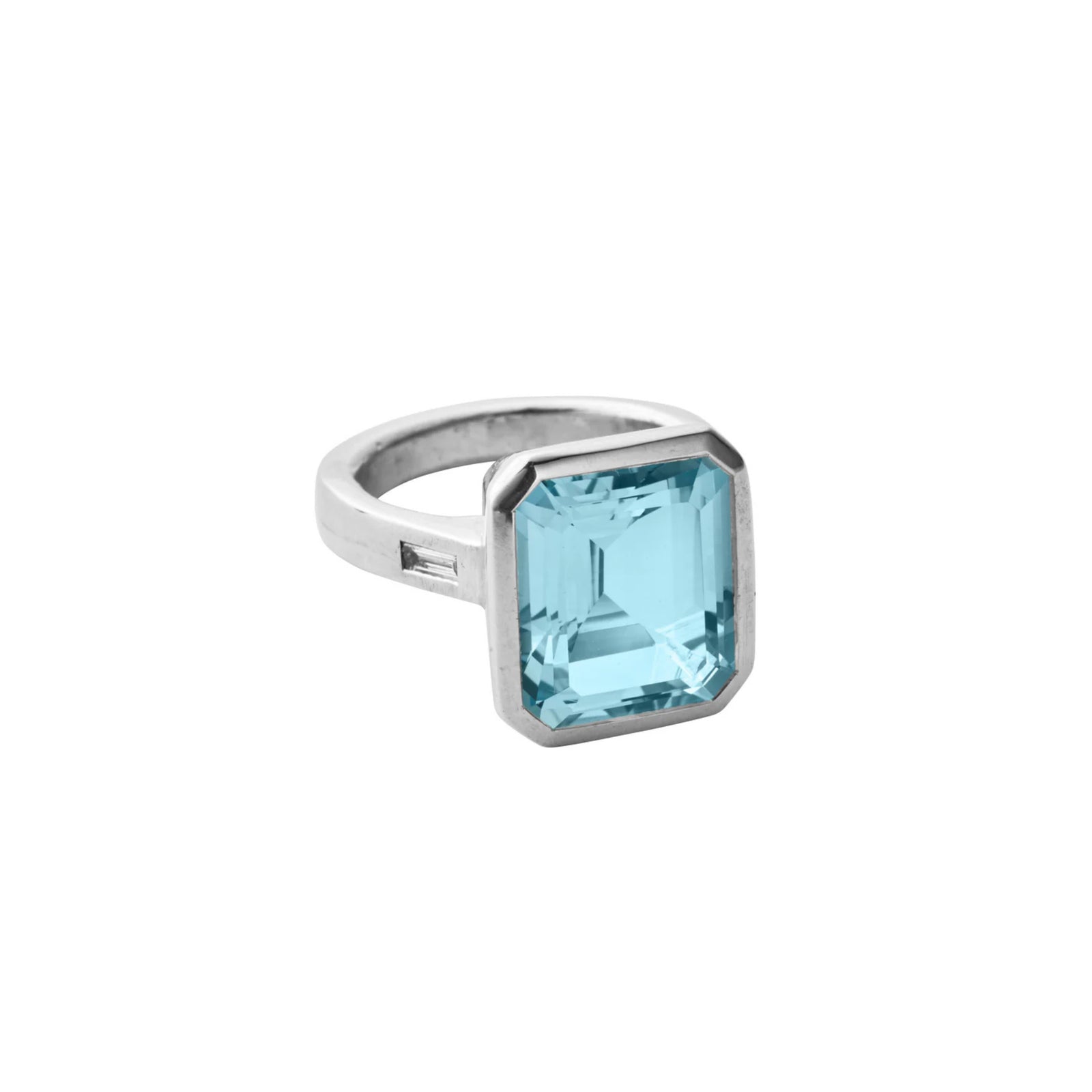 Silver Juno Blue Topaz & Diamond Ring
