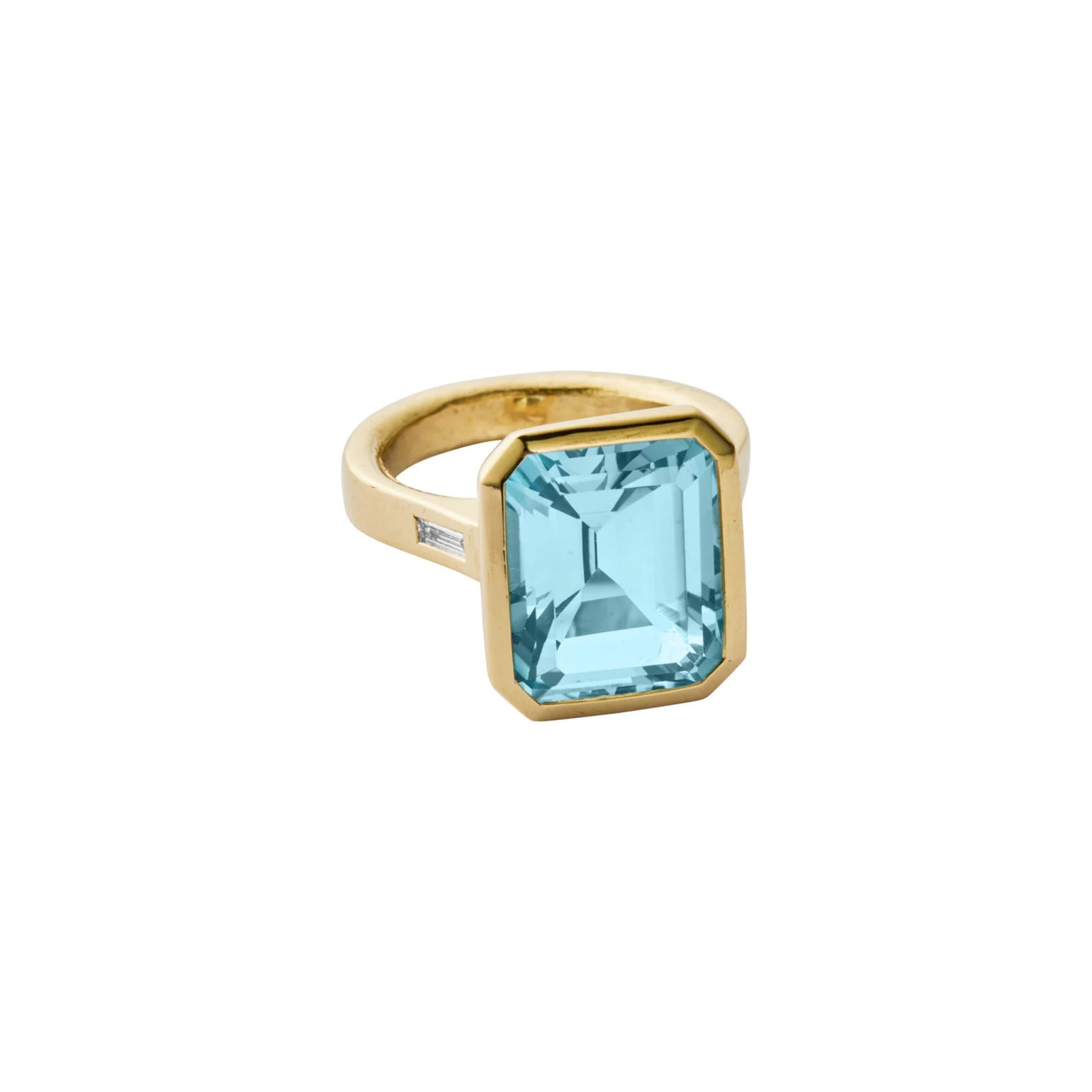 Gold Juno Blue Topaz & Diamond Ring