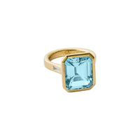Gold Juno Blue Topaz & Diamond Ring