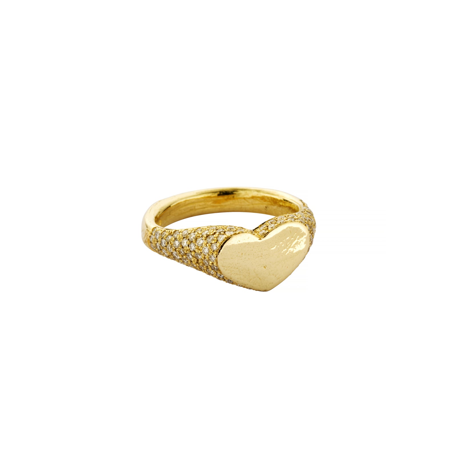 Gold Pavé Diamond Sweetheart Signet Ring