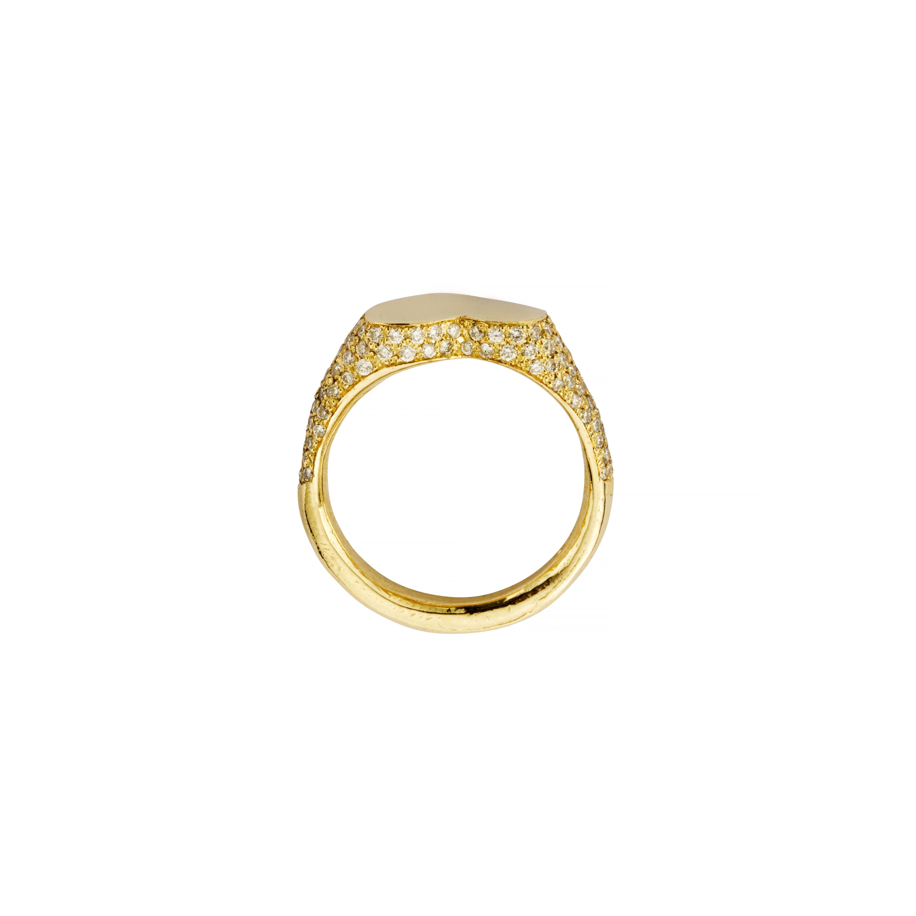 Gold Pavé Diamond Sweetheart Signet Ring