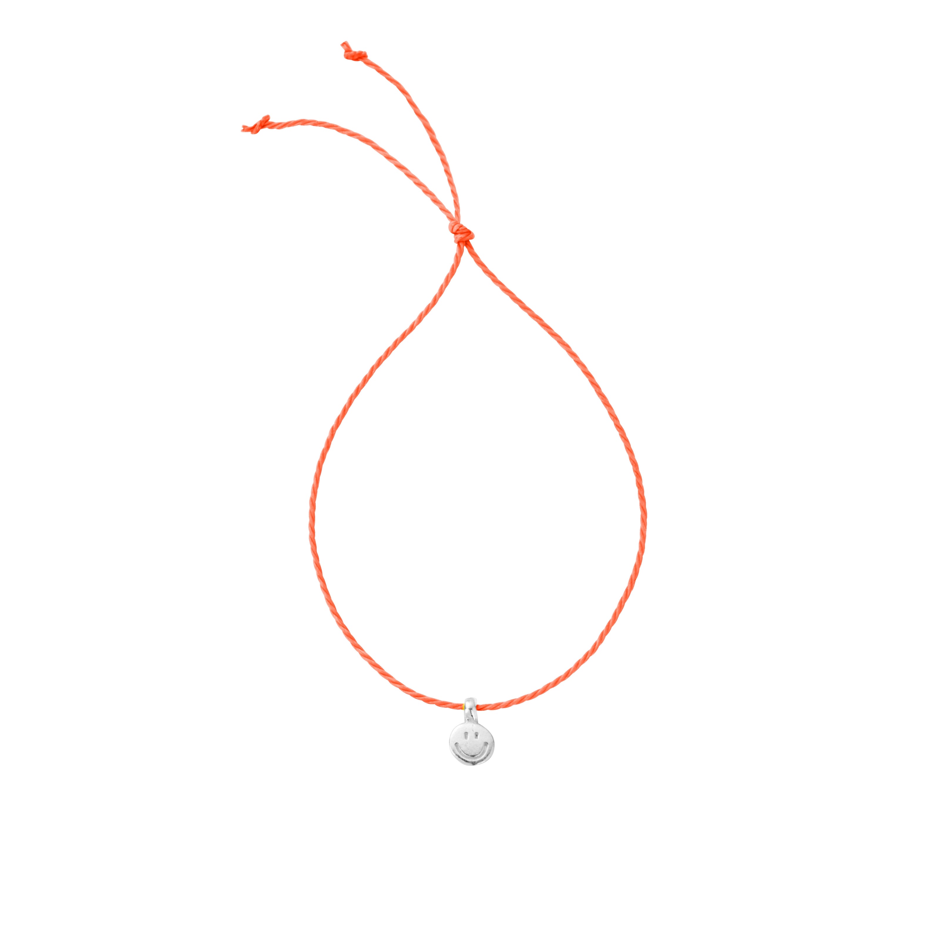 Silver Smiley Face Cord Bracelet