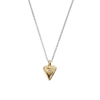 Silver & Gold Diamond Mini Heart Necklace