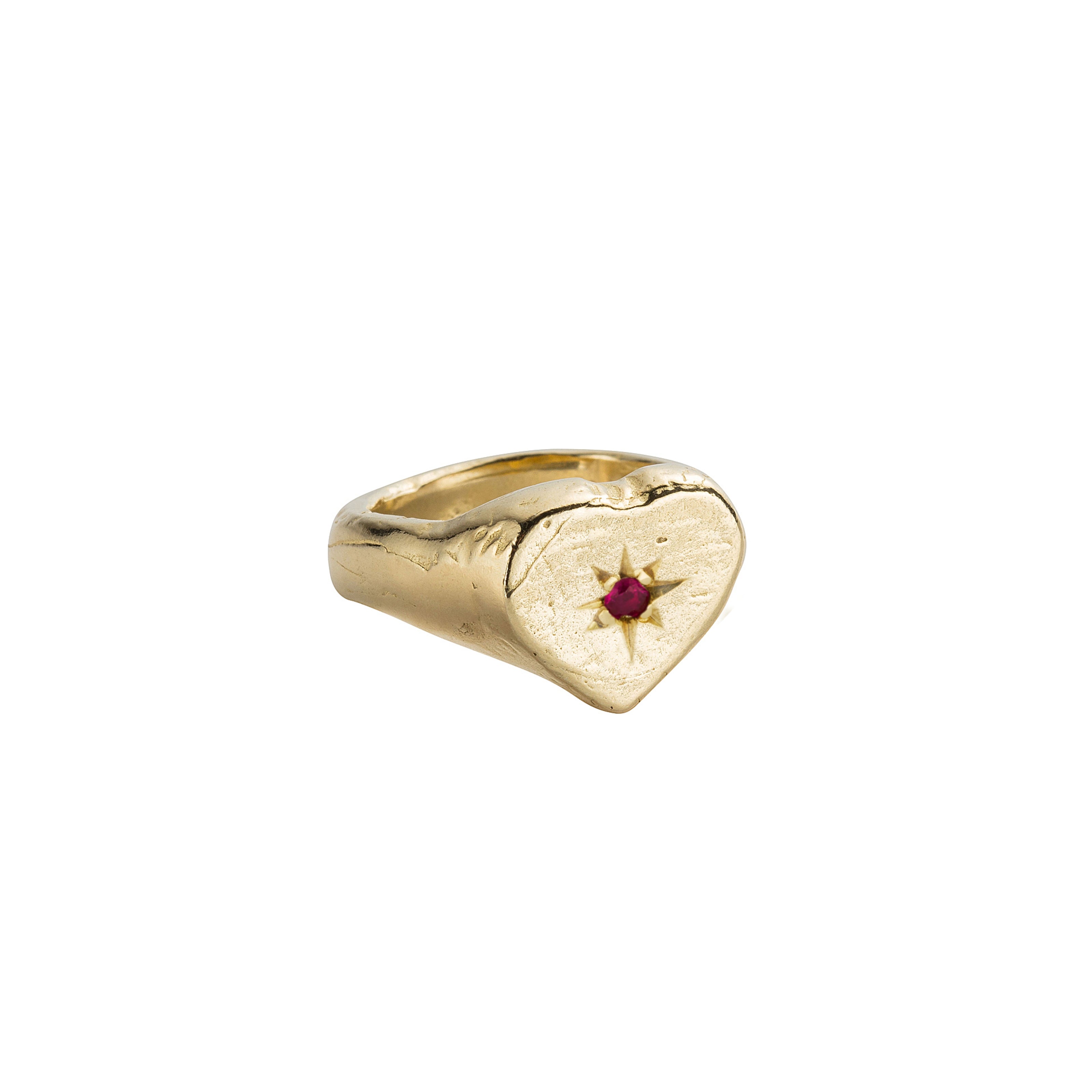 Gold Heart Signet Ring