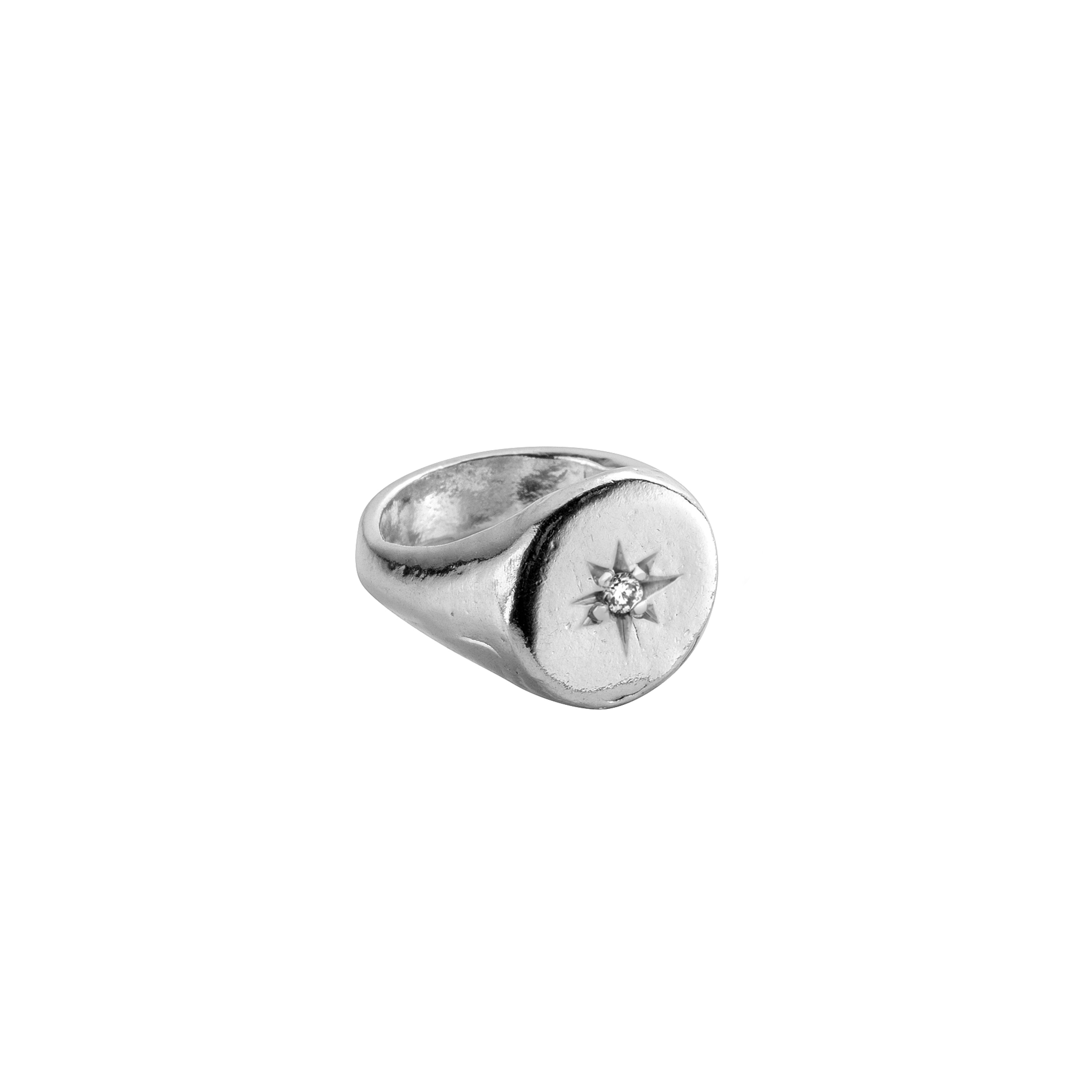 Silver Round Signet Ring