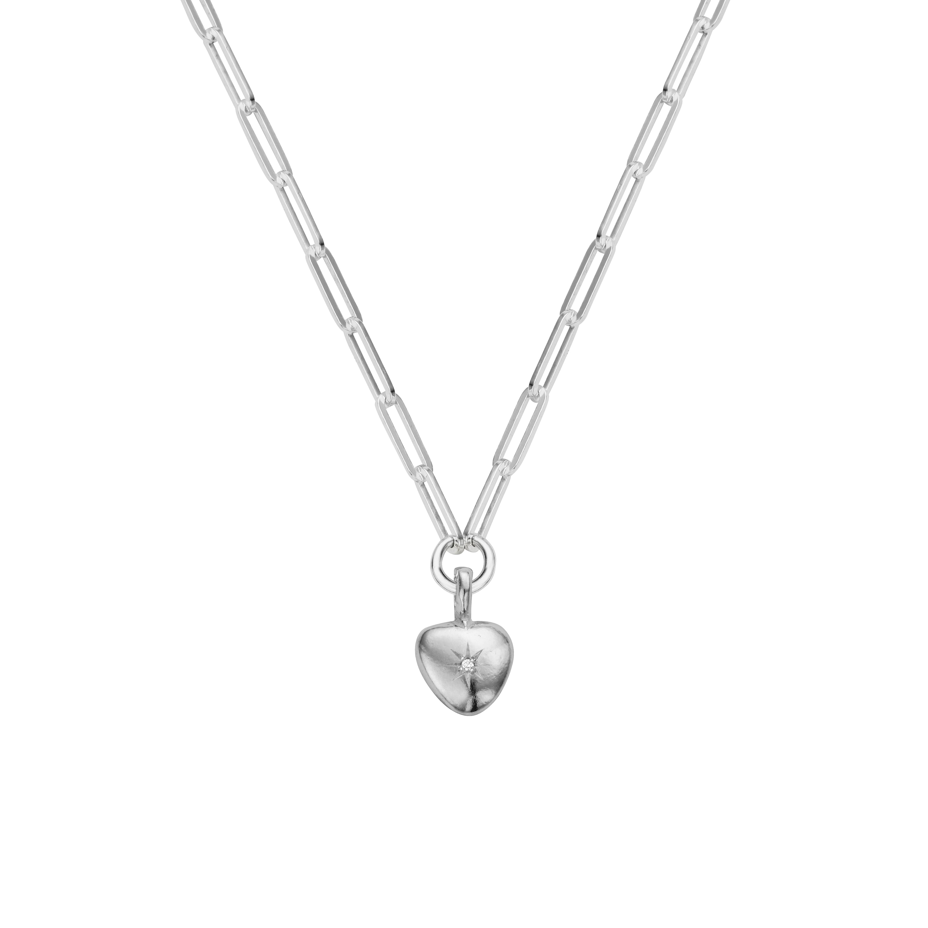 Silver Grateful Heart Trace Chain Necklace
