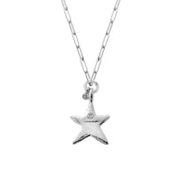 Silver Midi Star Trace Chain Necklace with Diamond