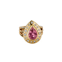 PRIYA Gold Pink Tourmaline & Diamond Ring