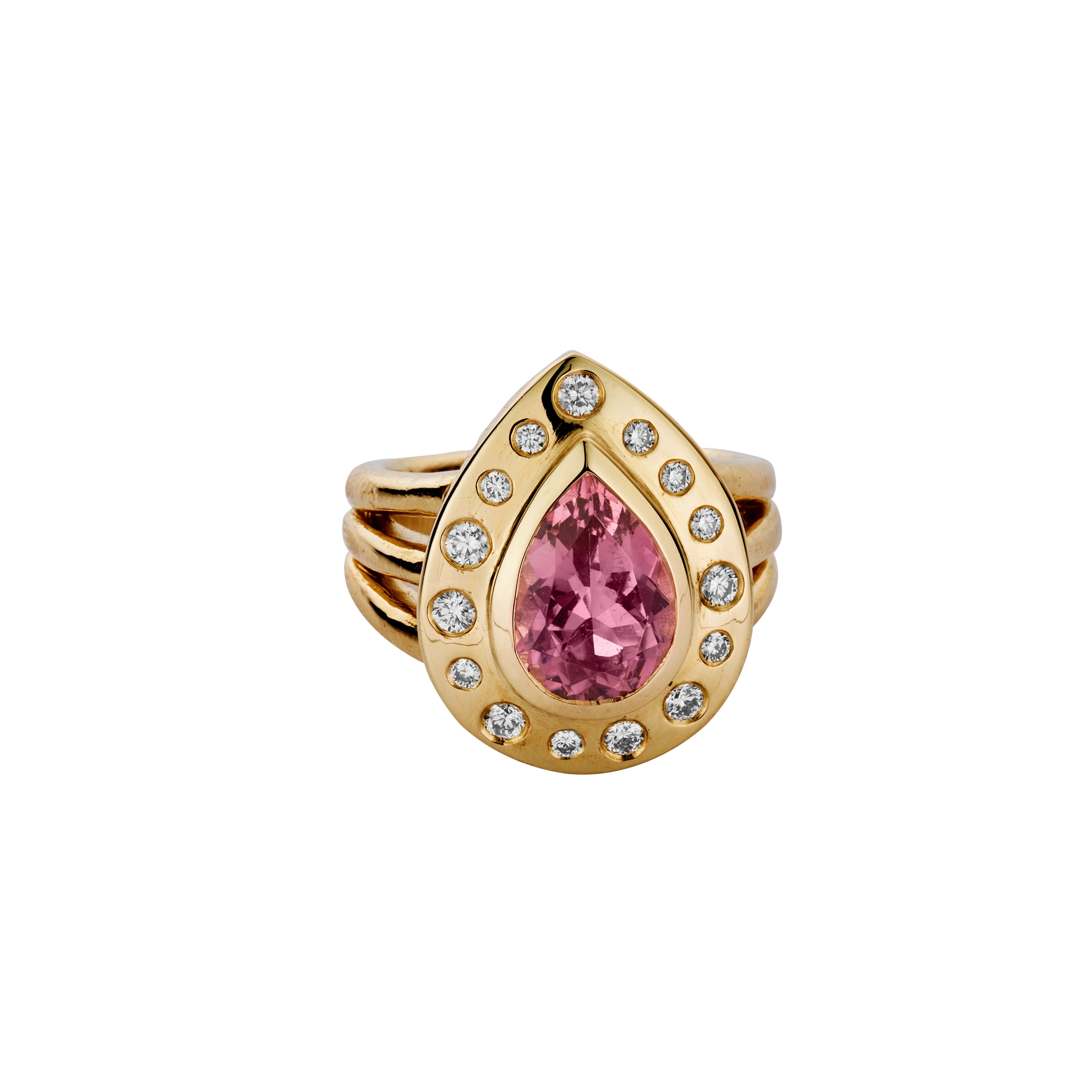 PRIYA Gold Pink Tourmaline & Diamond Ring