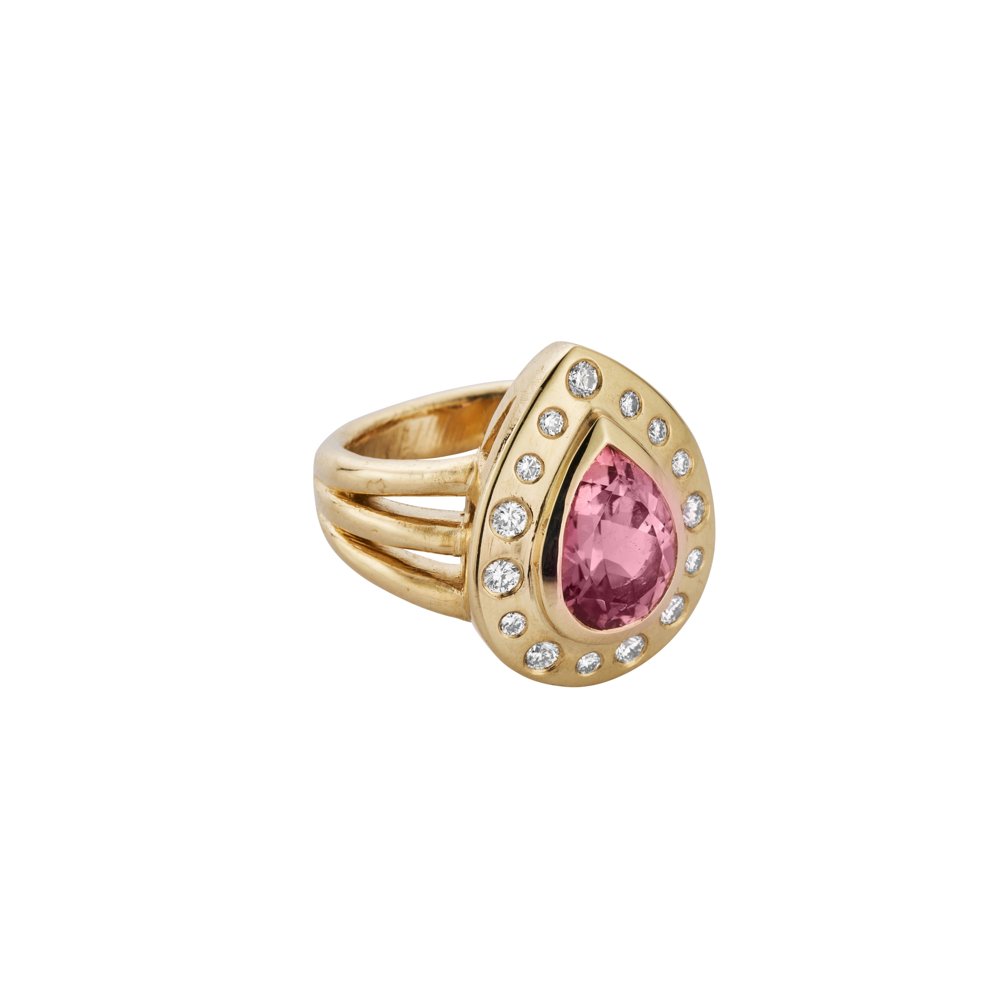 PRIYA Gold Pink Tourmaline & Diamond Ring