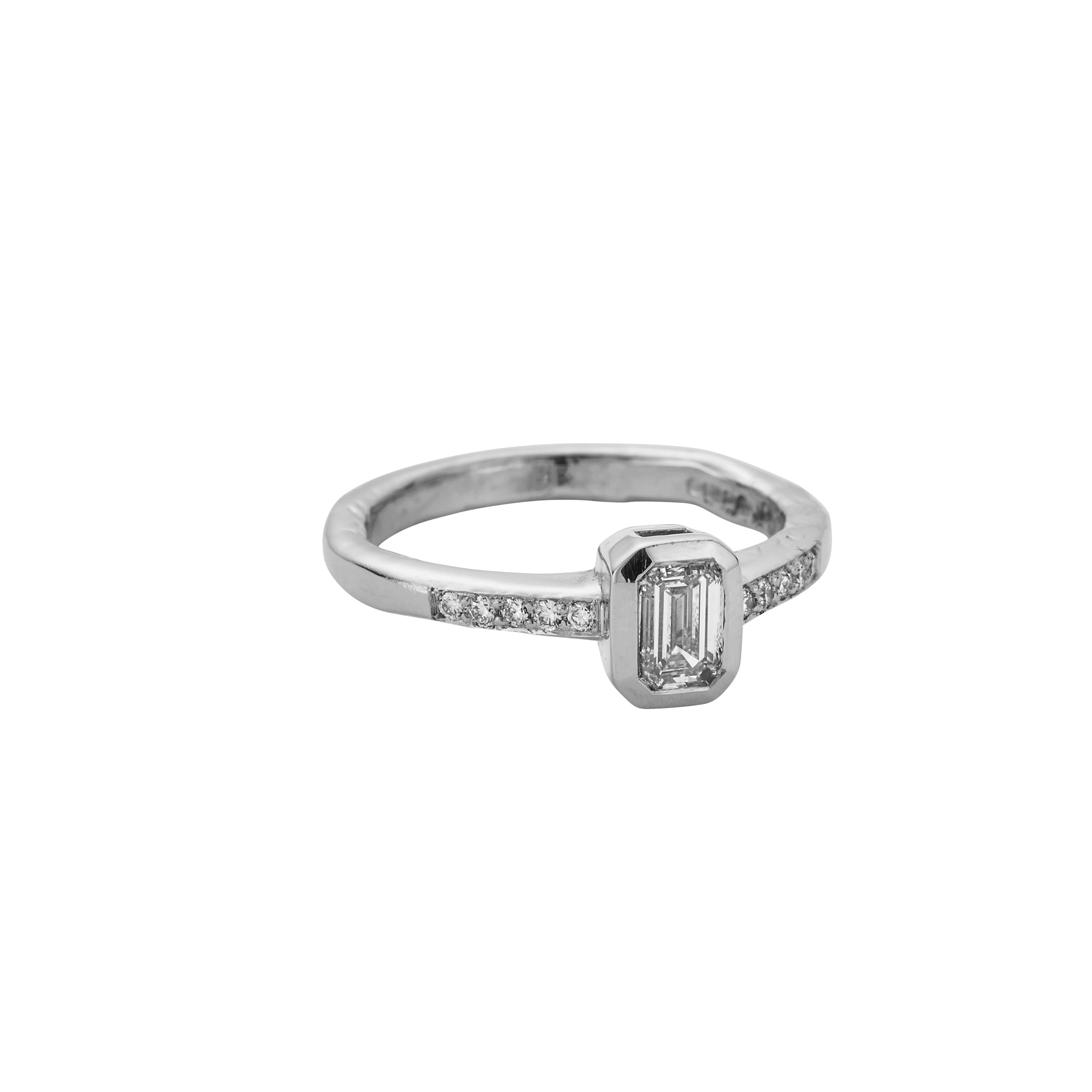 'The Heirloom' Platinum Emerald 0.5ct Natural Diamond Bezel Engagement Ring