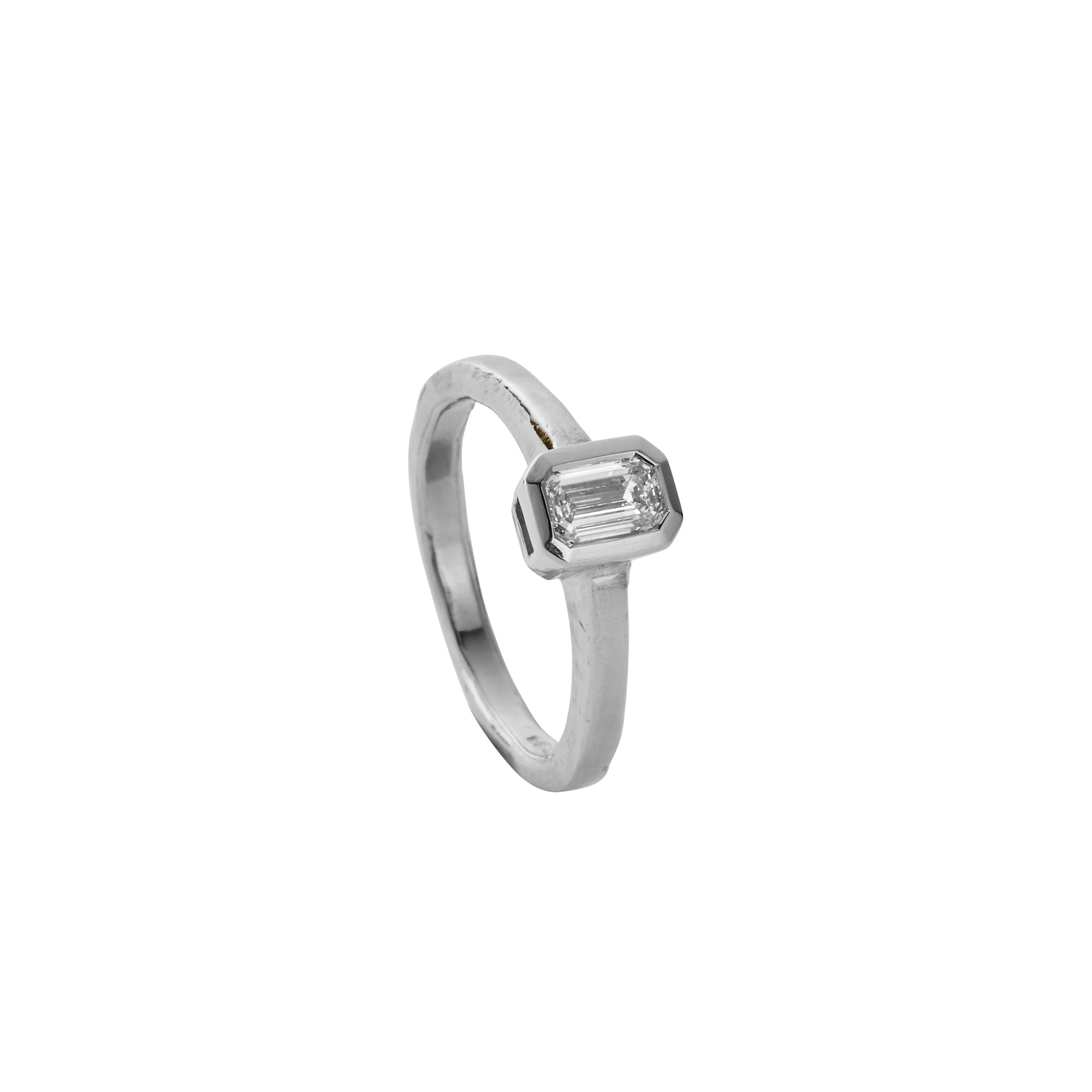 'The Heirloom' Platinum Emerald 0.5ct Natural Diamond Bezel Engagement Ring