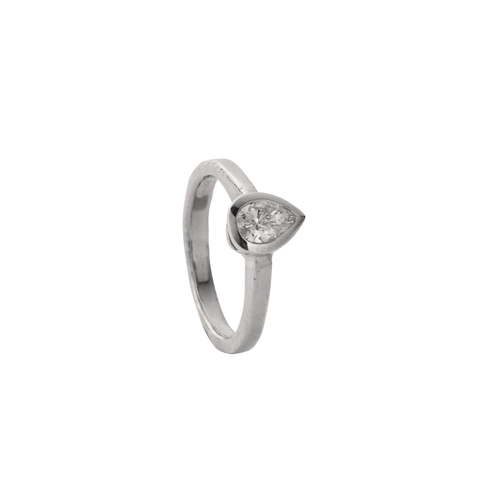 'The Muse' Platinum Pear 0.5ct Lab Grown Diamond Bezel Engagement Ring