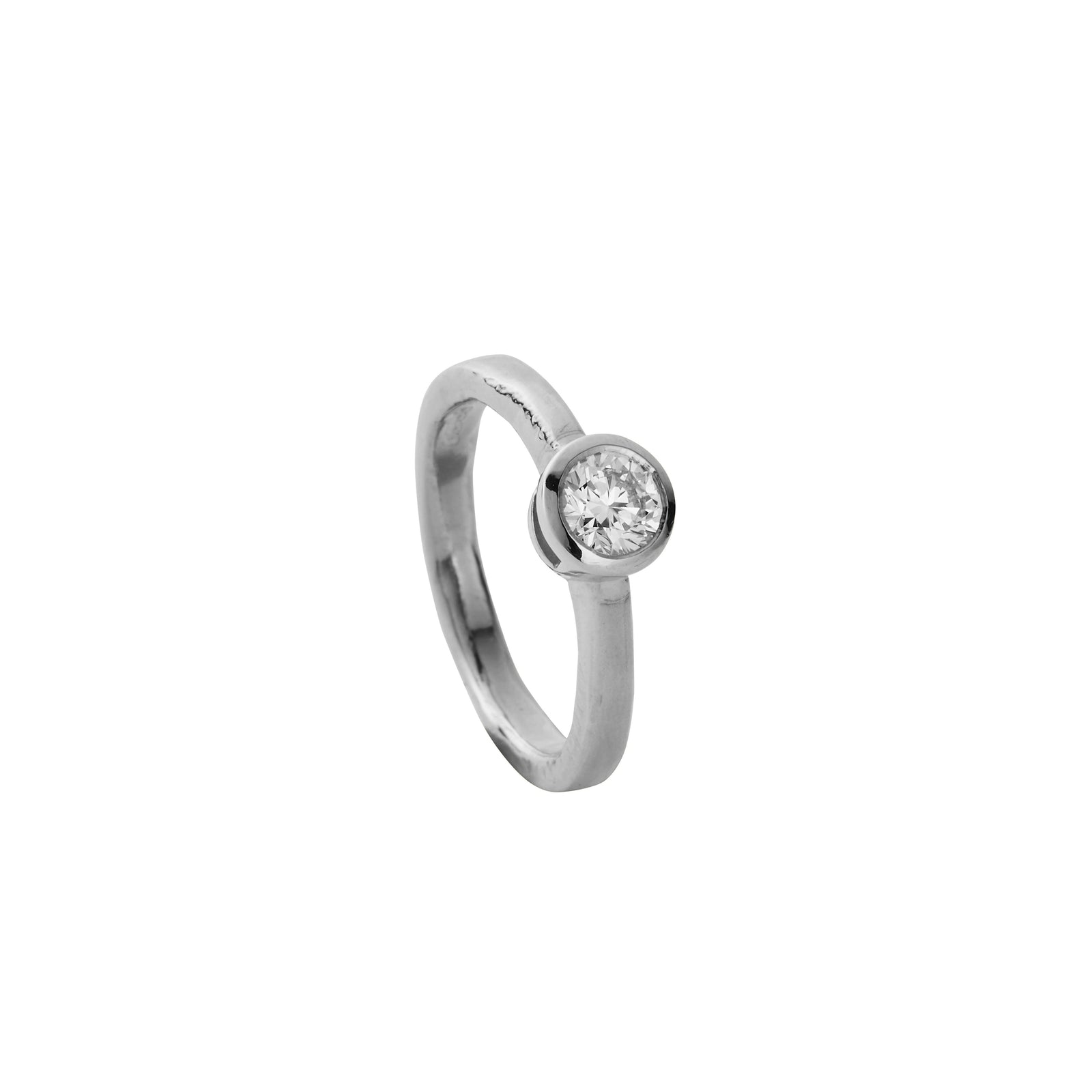 'The Eternity' Platinum Round 0.5ct Natural Diamond Bezel Engagement Ring