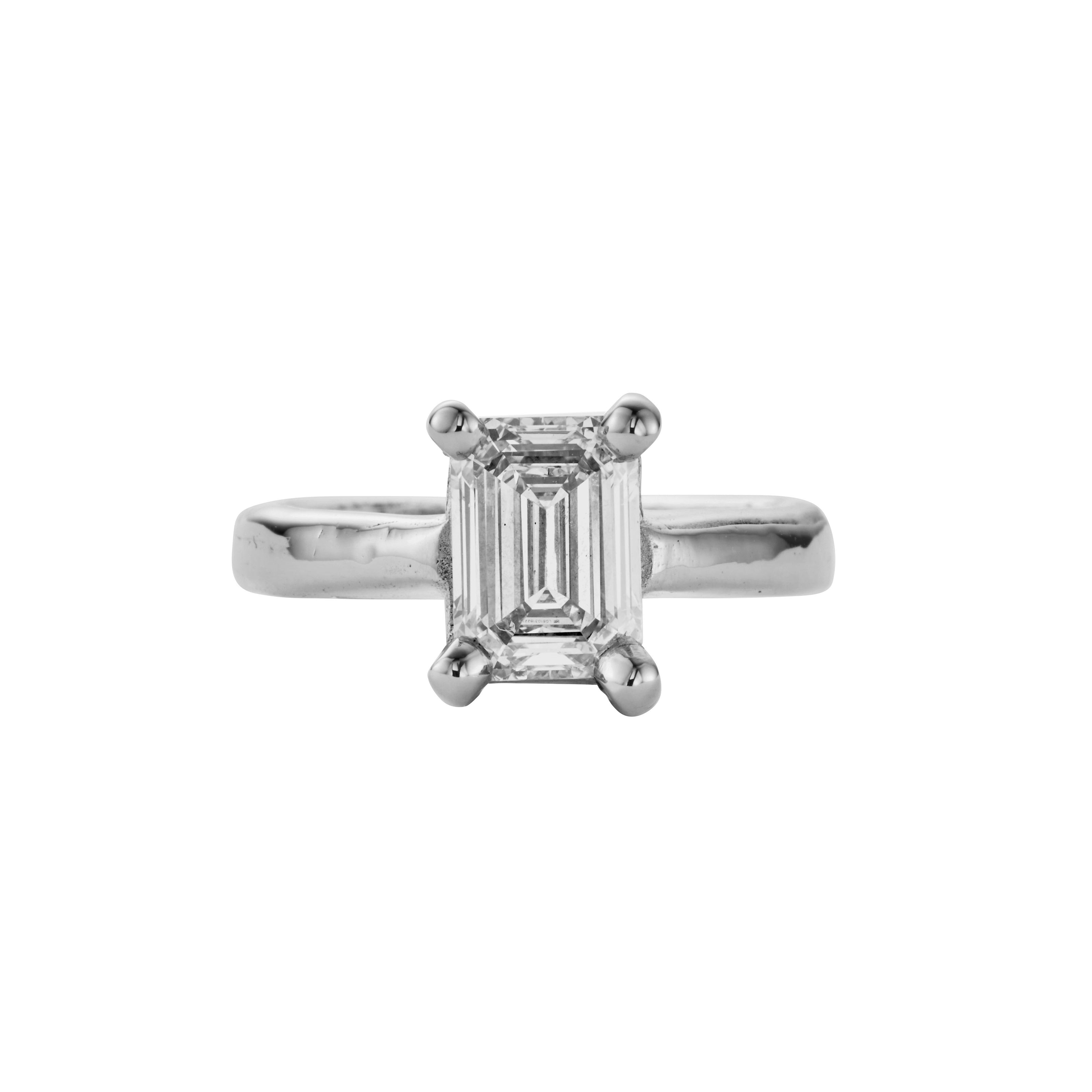 'The Heirloom' Platinum Emerald 2ct Lab Grown Diamond Claw Engagement Ring