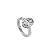 'The Story' Platinum Oval 2ct Lab Grown Diamond Bezel Engagement Ring