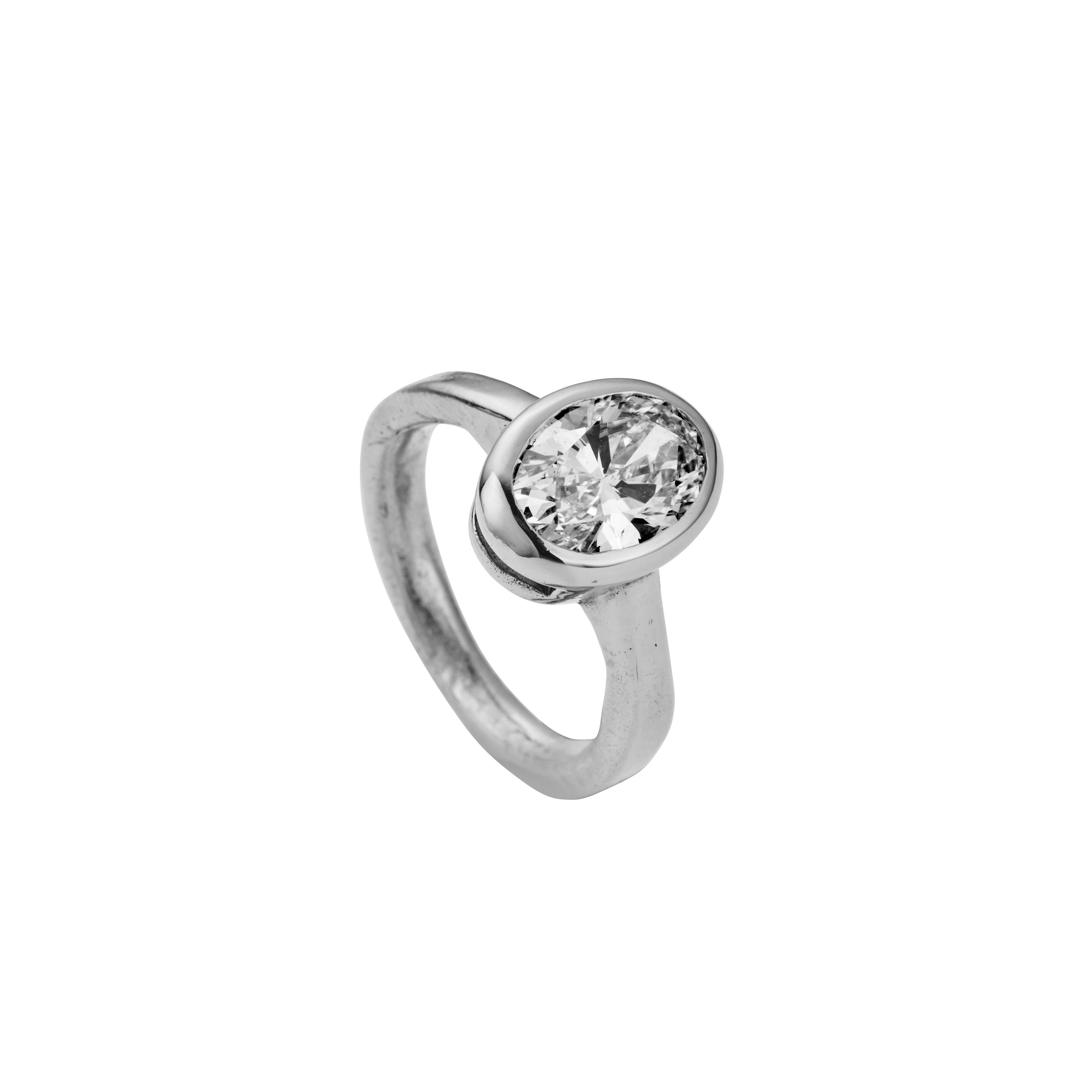 'The Story' Platinum Oval 2ct Lab Grown Diamond Bezel Engagement Ring