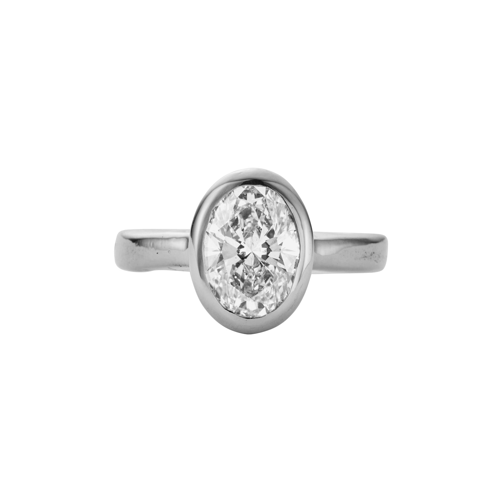 'The Story' Platinum Oval 2ct Lab Grown Diamond Bezel Engagement Ring