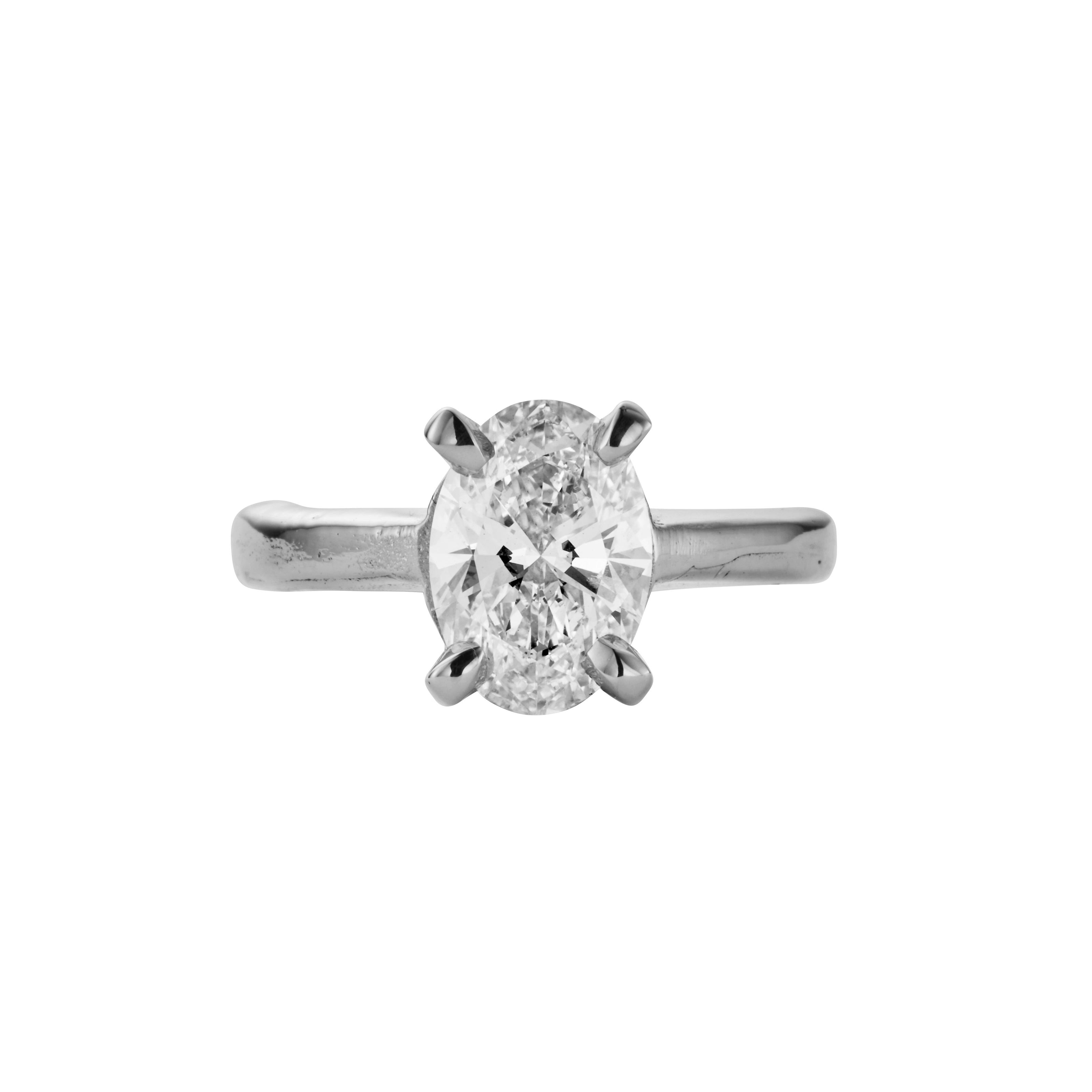 'The Story' Platinum Oval 2ct Lab Grown Diamond Claw Engagement Ring