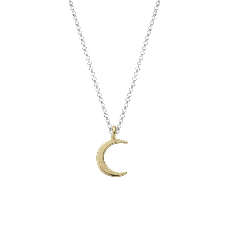 Silver & Gold Medium Crescent Moon Necklace