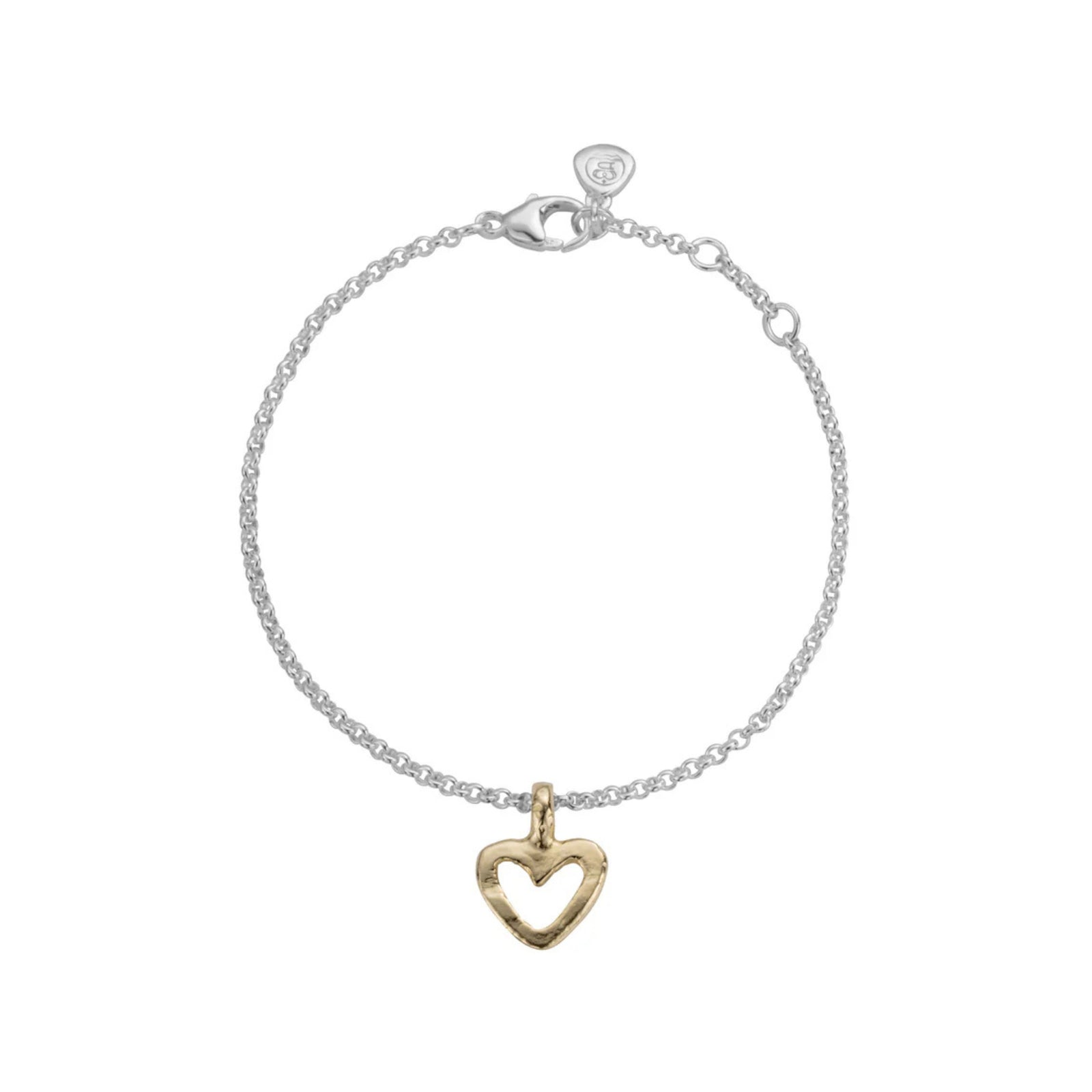 Silver & Gold Mini Open Heart Chain Bracelet