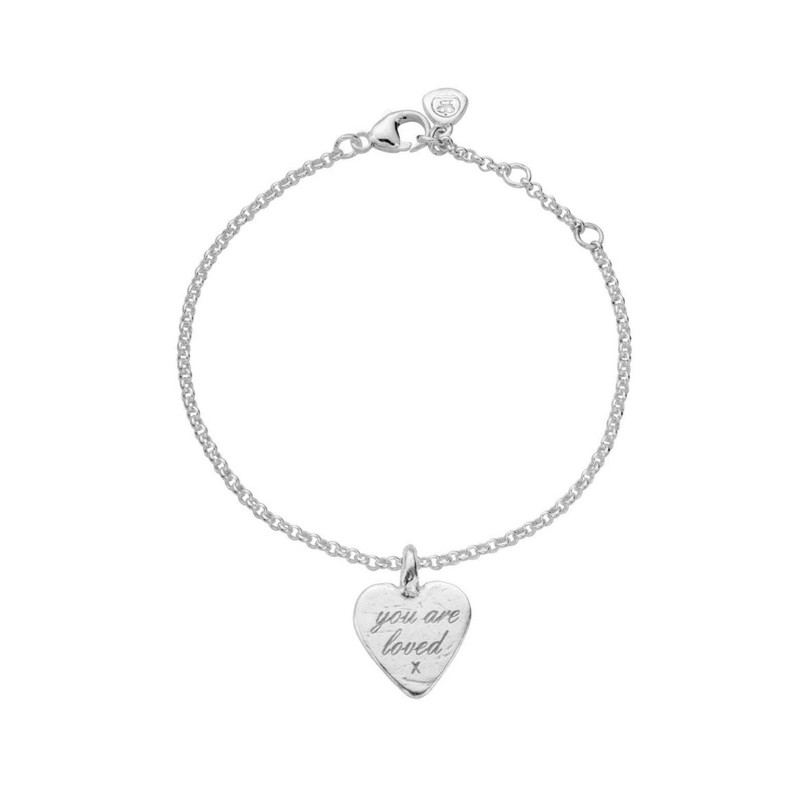 Silver Medium You Are Loved Chain Bracelet