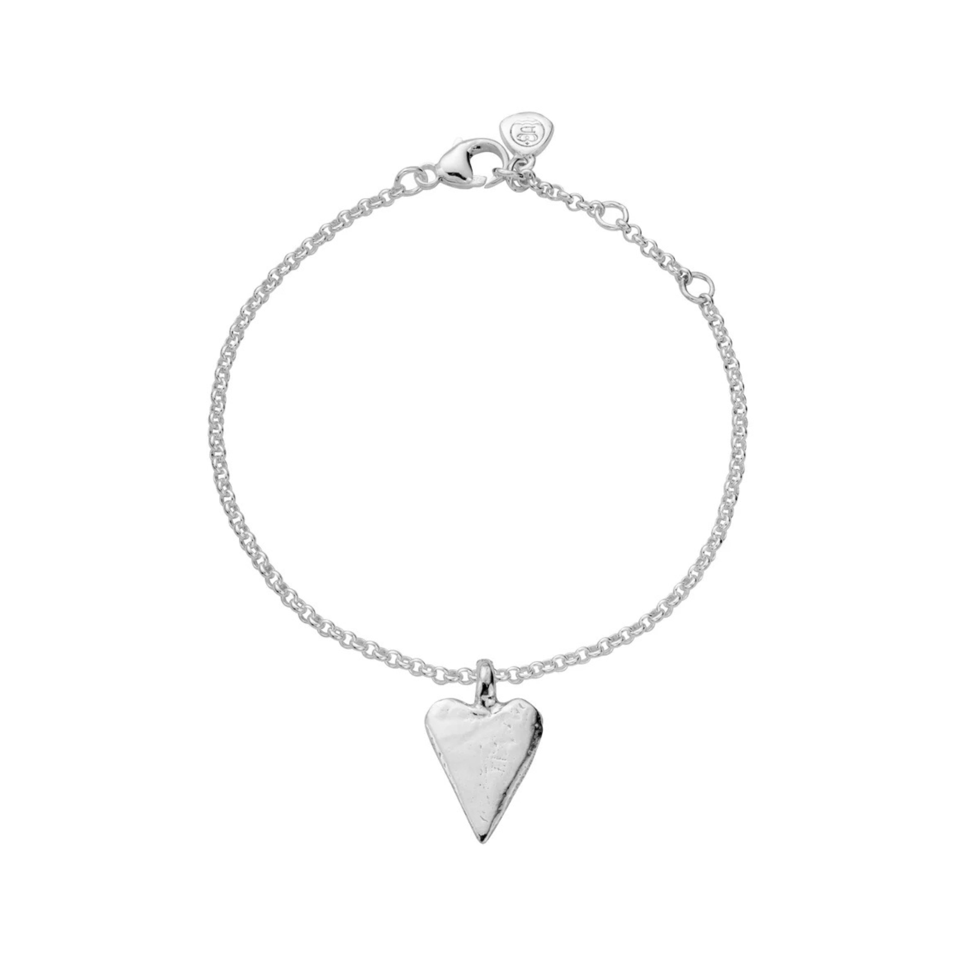 Silver Medium Heart Chain Bracelet