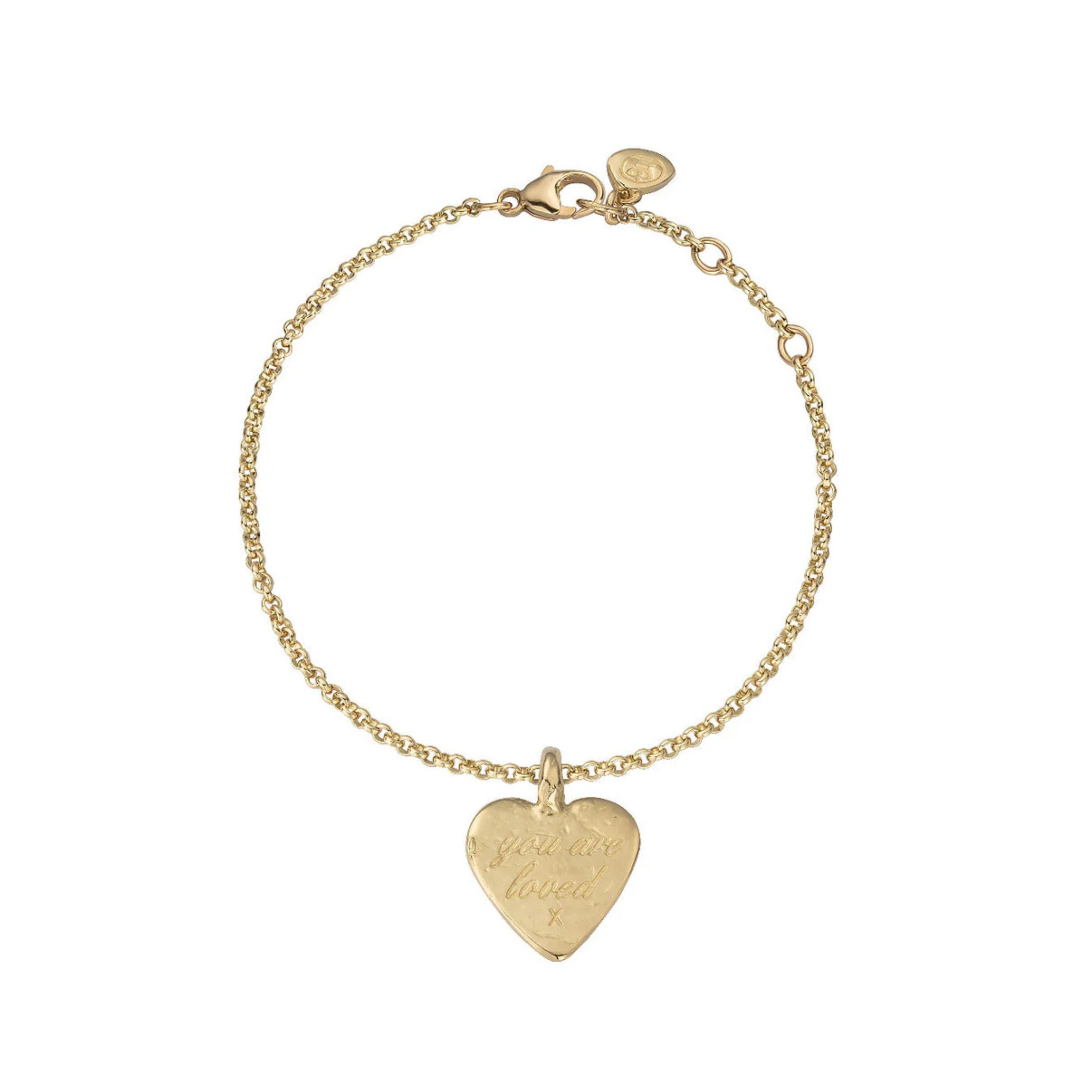 Gold Medium You Are Loved Chain Bracelet