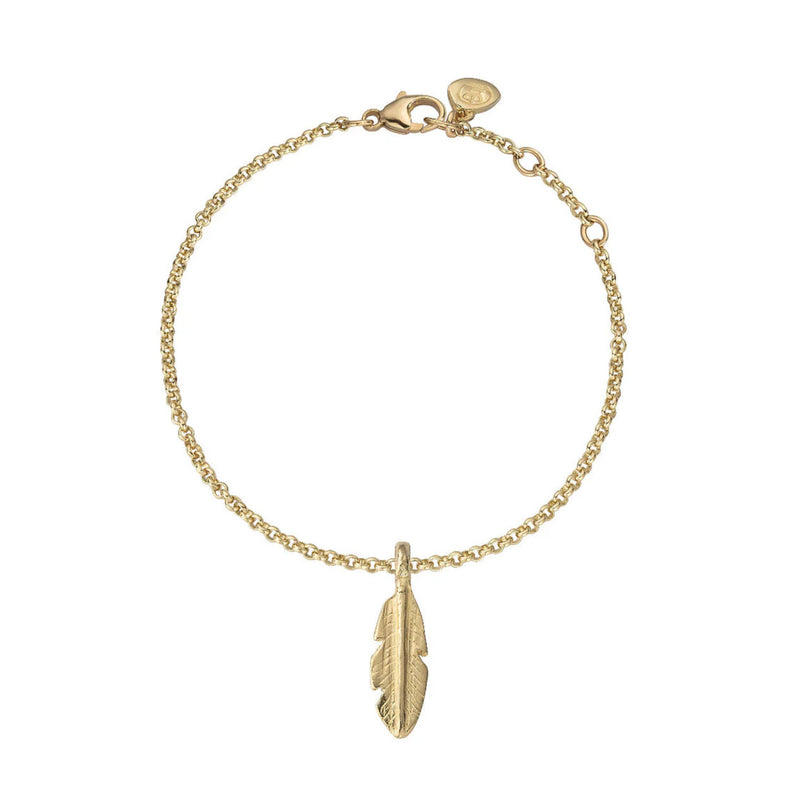 Gold Medium Feather Chain Bracelet