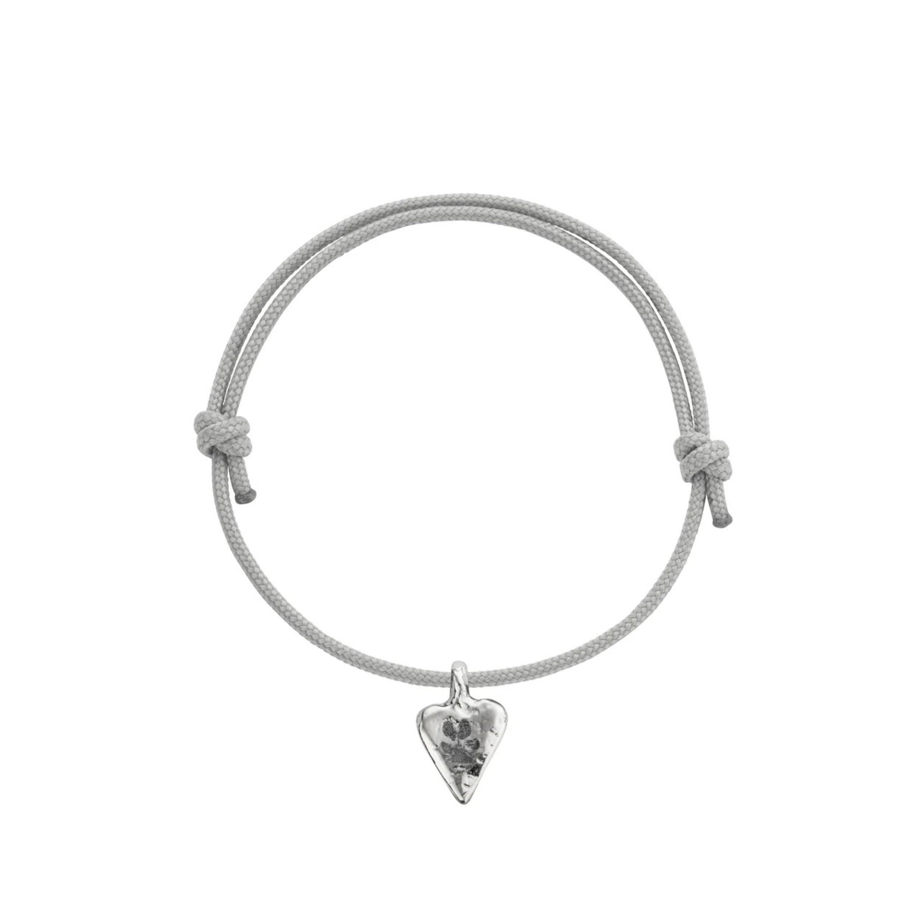 Silver Mini Heart Sailing Rope with Paw Print