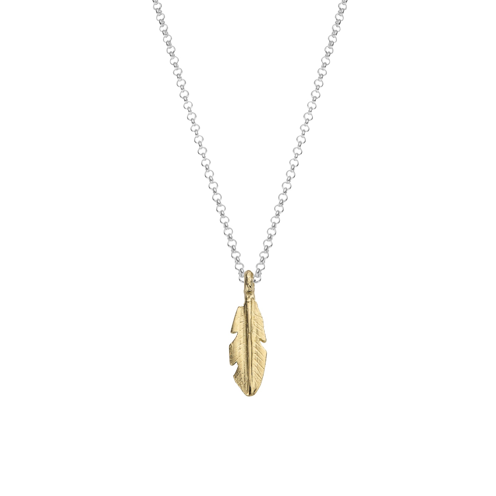 Silver & Gold Medium Feather Necklace