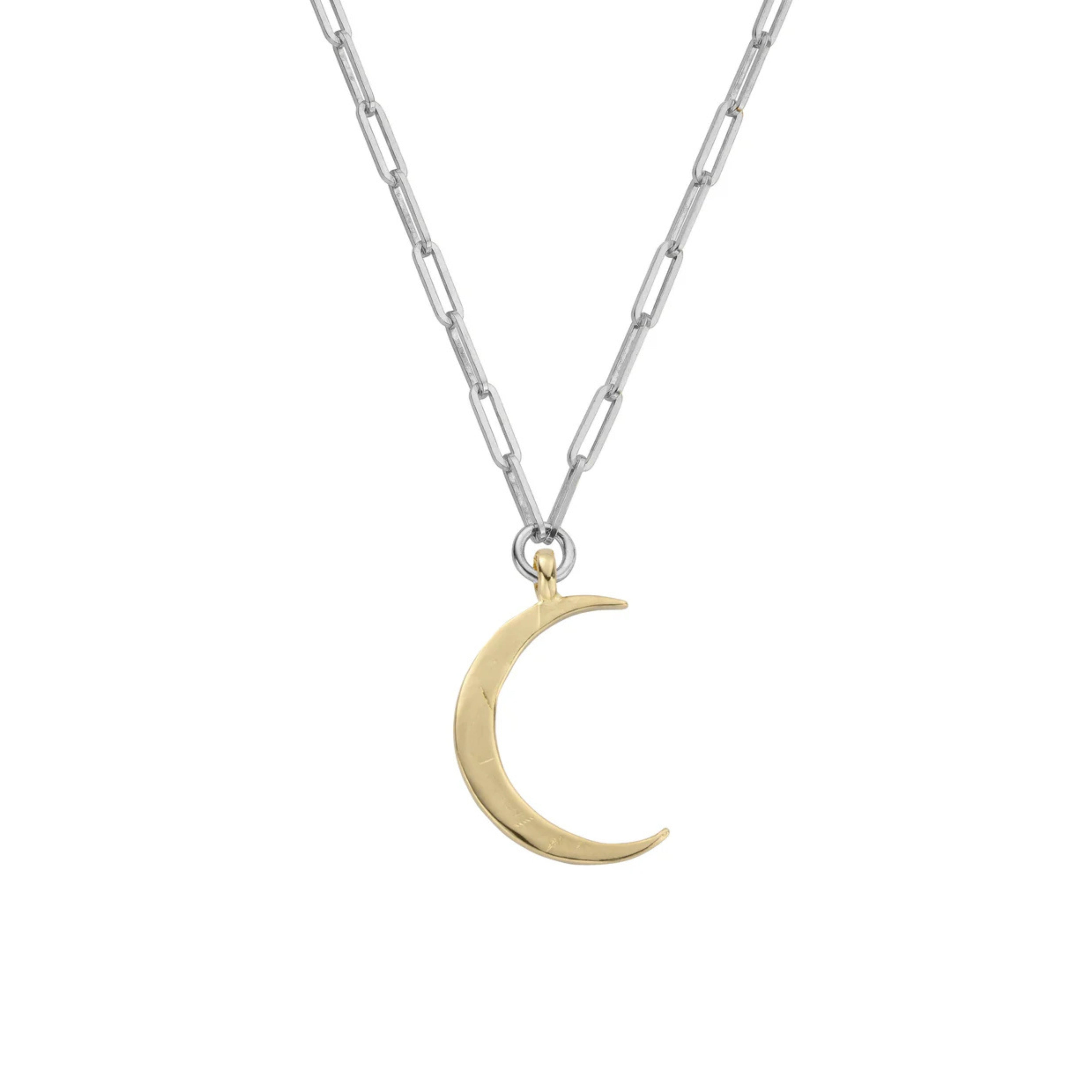 Silver Large Crescent Moon Trace Necklace – Daniella Draper
