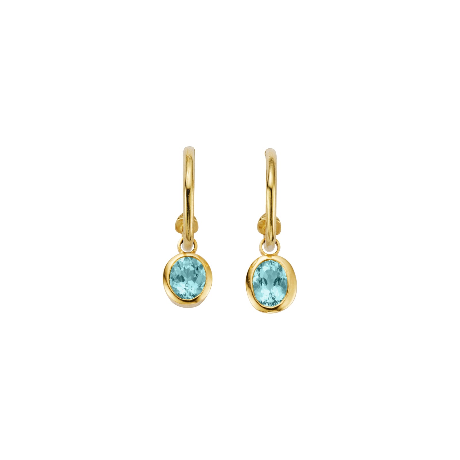 MALIYA Gold Zimbaqua Aquamarine Hoop Earrings
