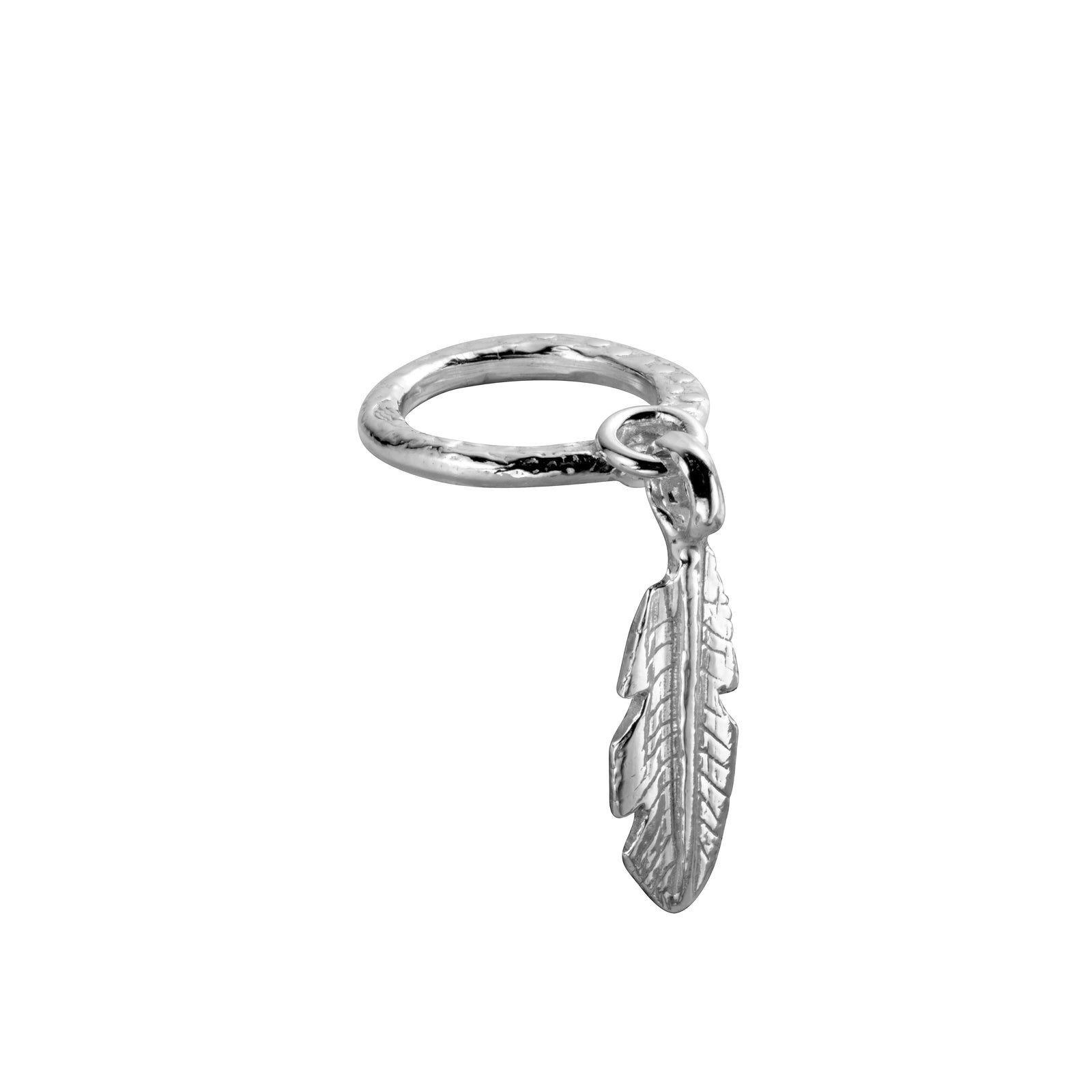 Silver Medium Feather Falling Ring