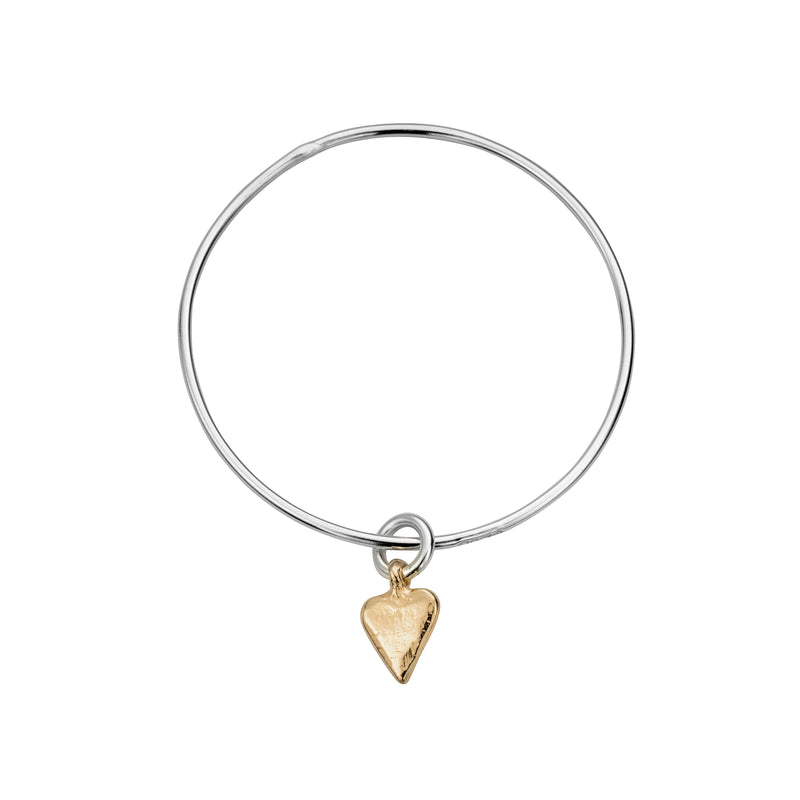 Silver & Gold Mini Heart Bangle