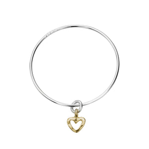 Silver & Gold Mini Open Heart Bangle