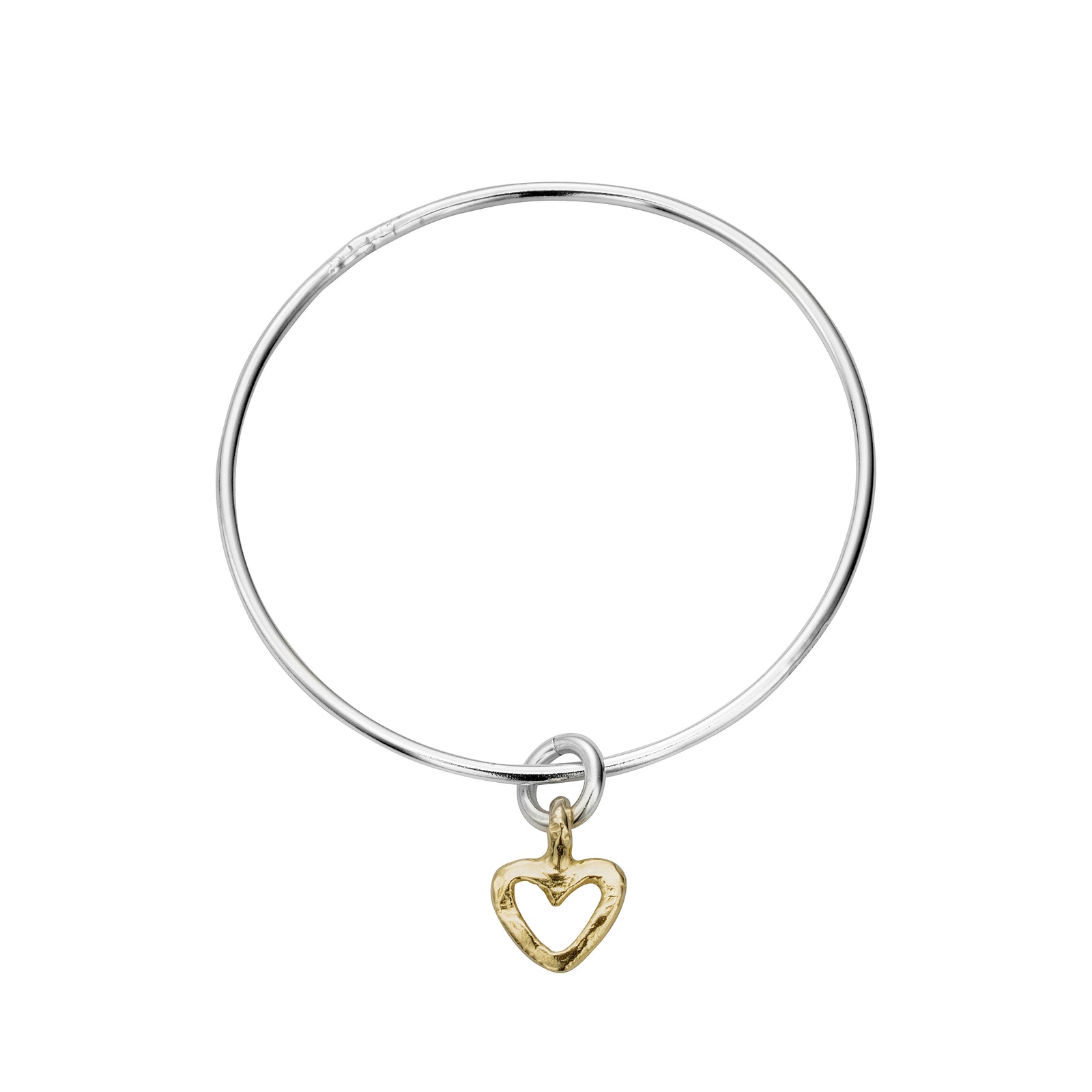 Silver & Gold Mini Open Heart Bangle