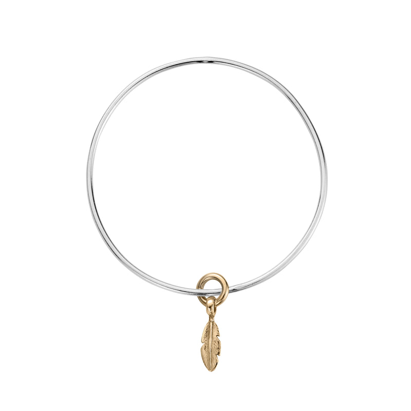 Silver & Gold Baby Feather Bangle