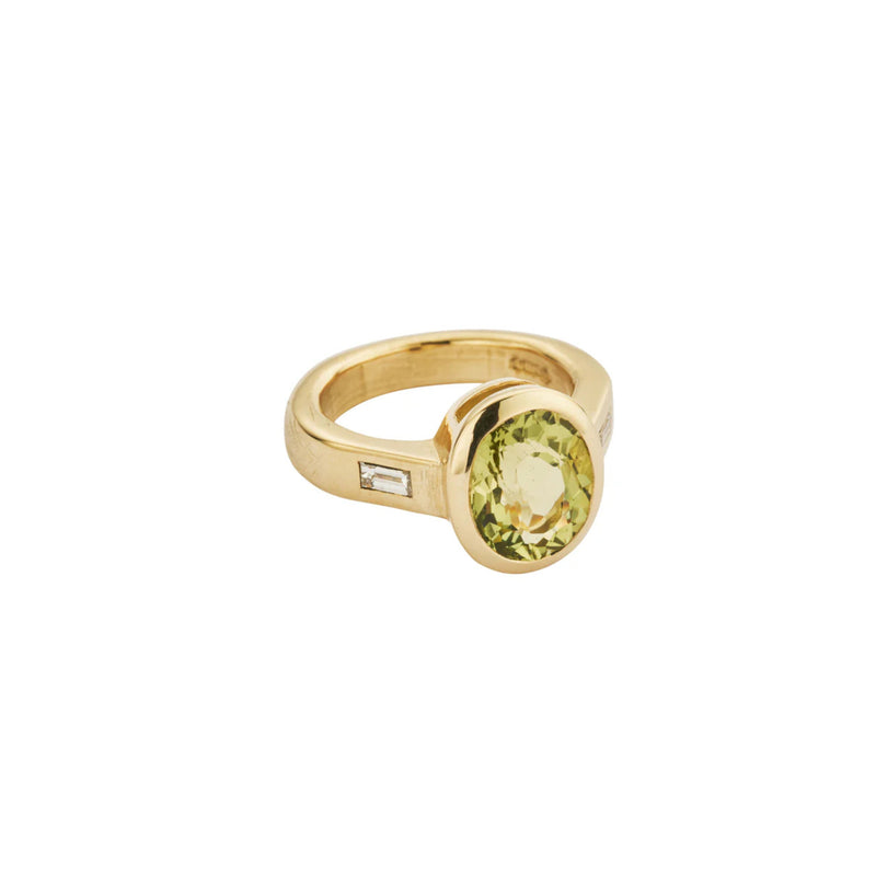 KEEVA Gold Zimbaqua Beryl & Diamond Ring