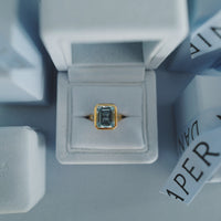 Gold Juno Blue Topaz & Diamond Ring