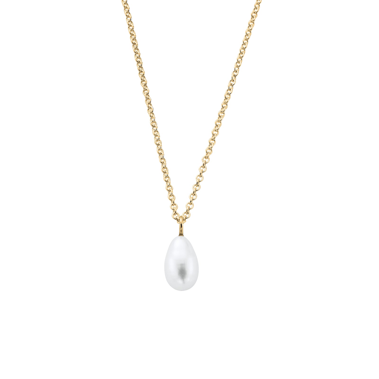 Gold Teardrop Pearl Necklace