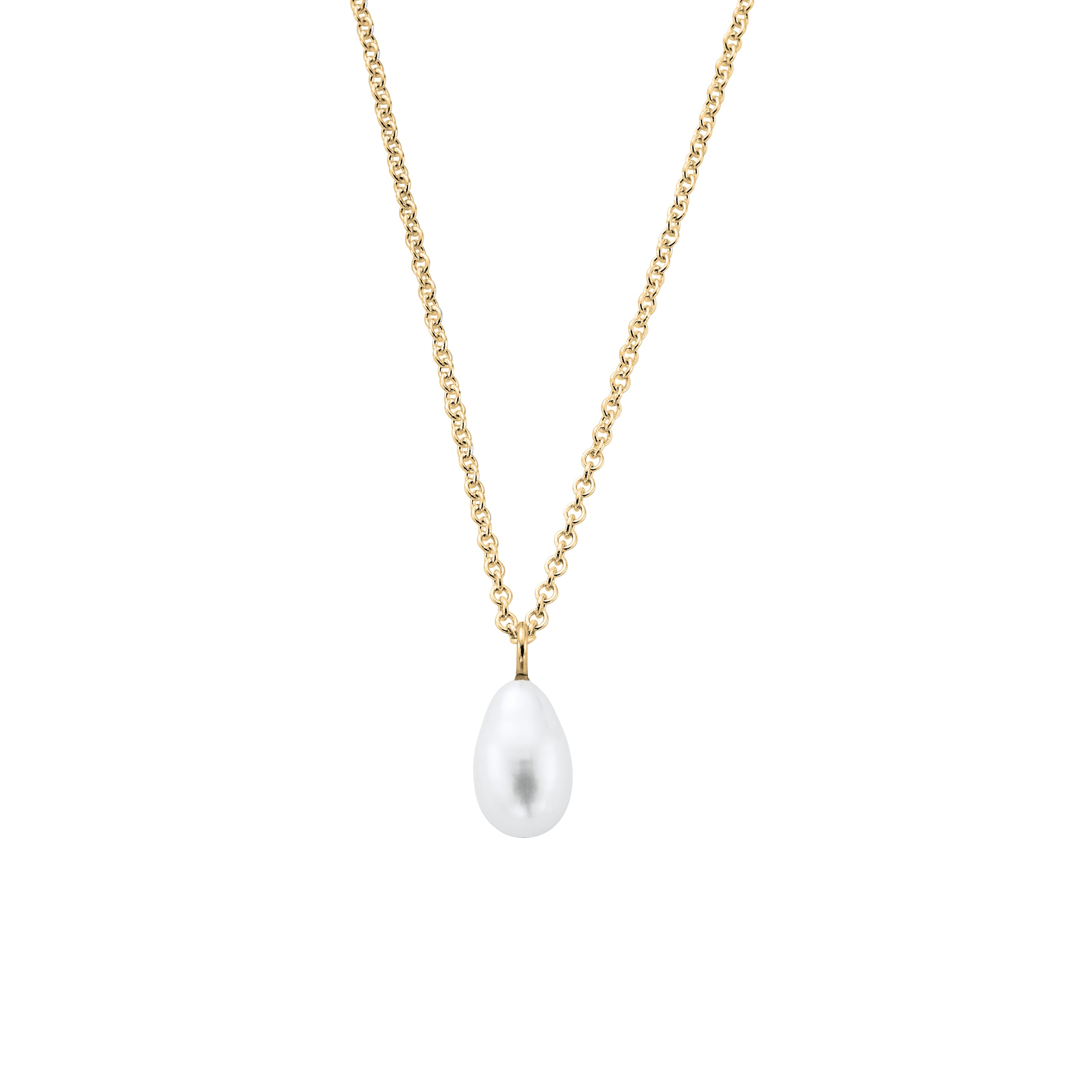 Gold Teardrop Pearl Necklace