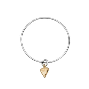 Silver & Gold Mini Heart Bangle