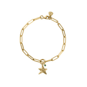 Gold Emerald Mini Star Trace Chain Bracelet